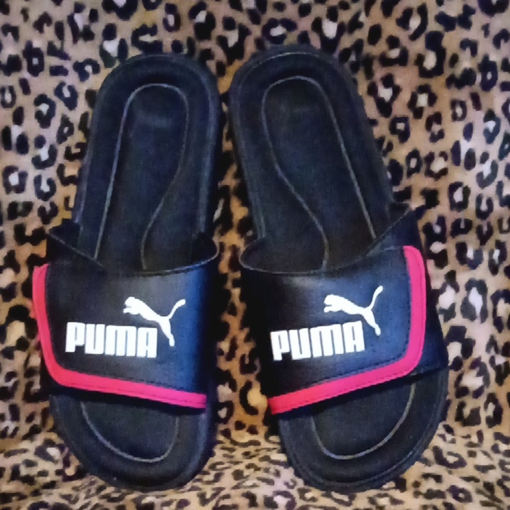 Puma Black and Red Slide Sandals